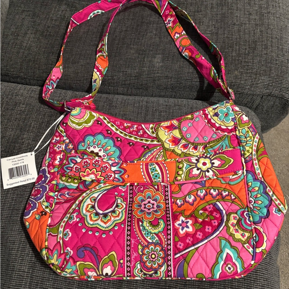 Vera Bradley Pink Swirls Carryall Crossbody